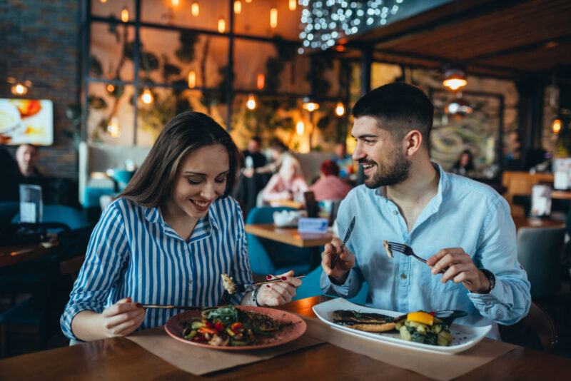 married couple on a date night at a restaurant