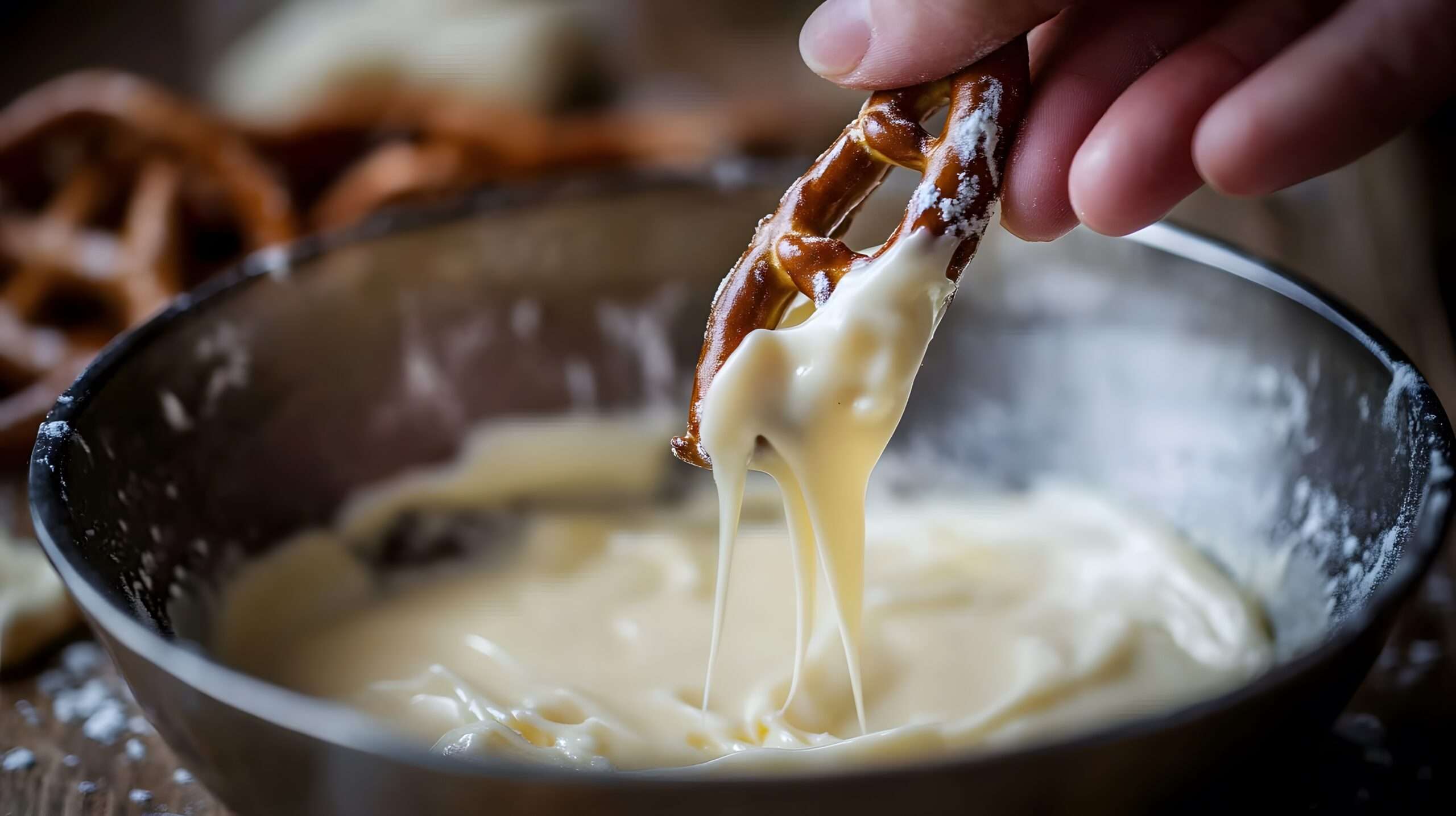 Making white chocolate dipped pretzels one of our winter date ideas