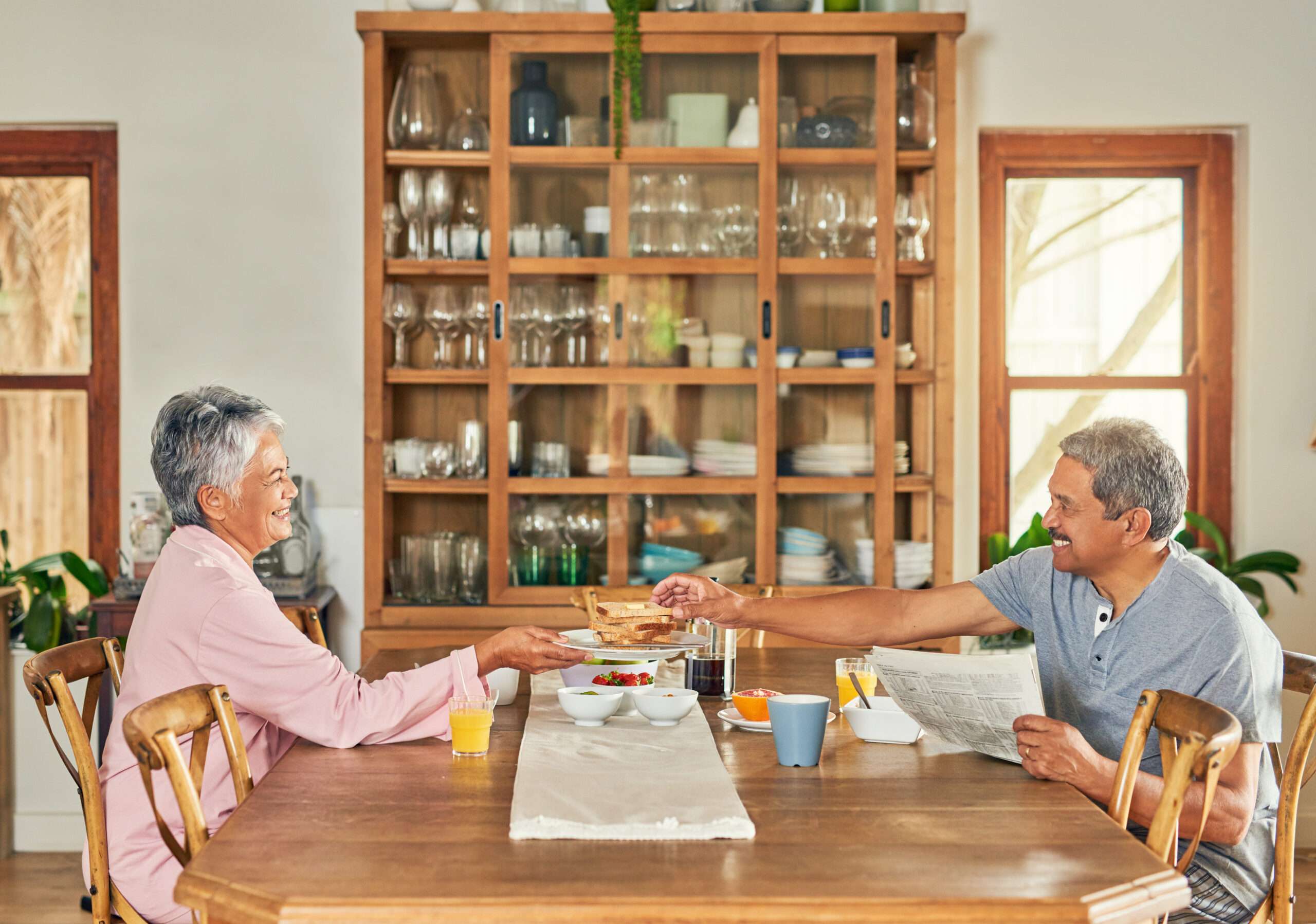 an older married couple enjoying brunch, a date idea